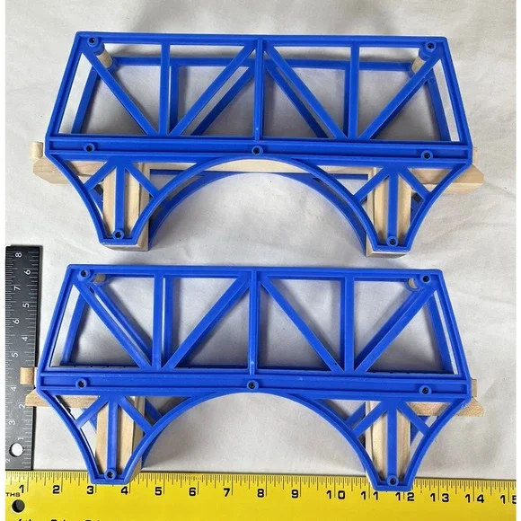 Thomas & Friends Wooden Train Railway Sodor Bay Blue Suspension Bridge x2 Vtg - Picture 2 of 5